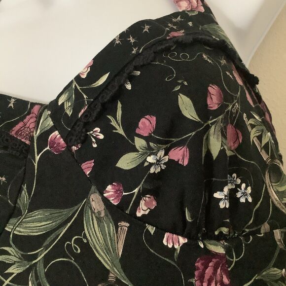 Hot Topic Black Novelty Bug Print Gothic Pin Up Rockabilly Halter Swing Dress M - Picture 4 of 10